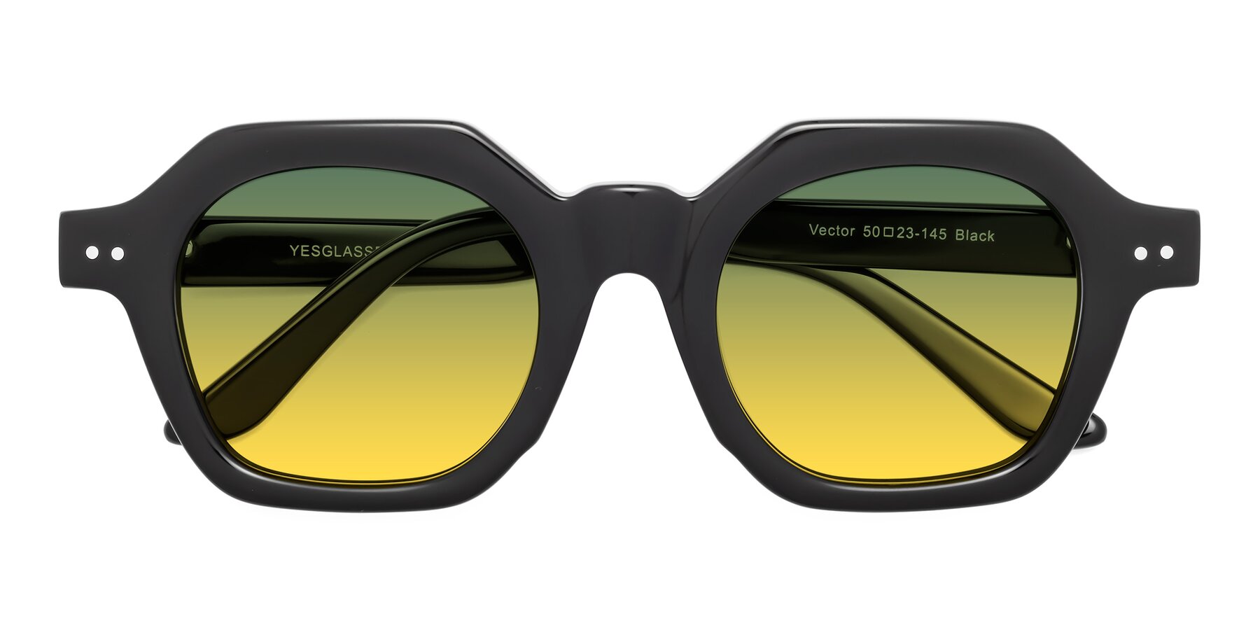 Folded Front of Vector in Black with Green / Yellow Gradient Lenses