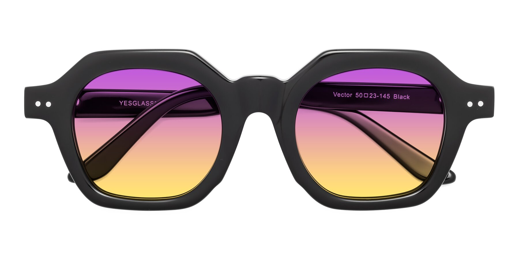 Folded Front of Vector in Black with Purple / Yellow Gradient Lenses