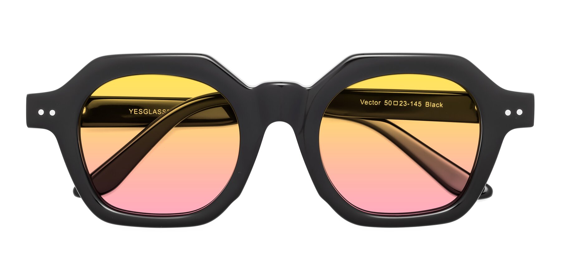 Folded Front of Vector in Black with Yellow / Pink Gradient Lenses