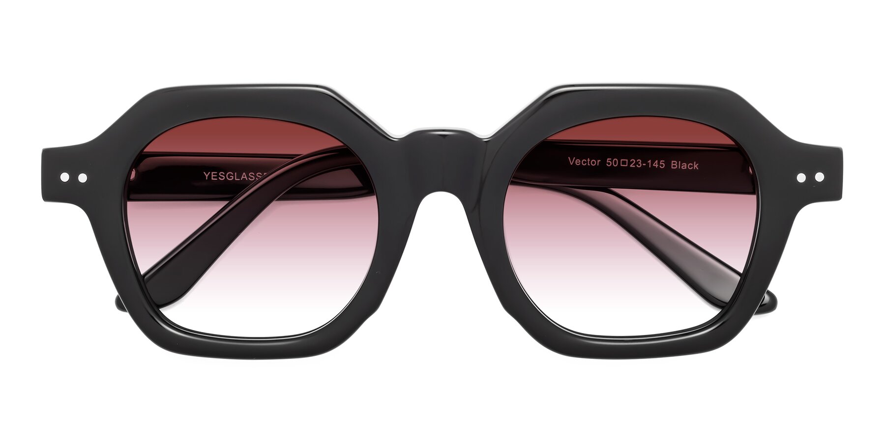 Folded Front of Vector in Black with Garnet Gradient Lenses