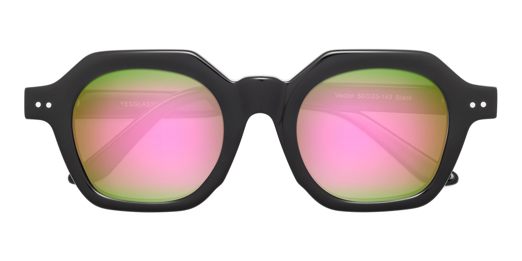 Folded Front of Vector in Black with Pink Mirrored Lenses