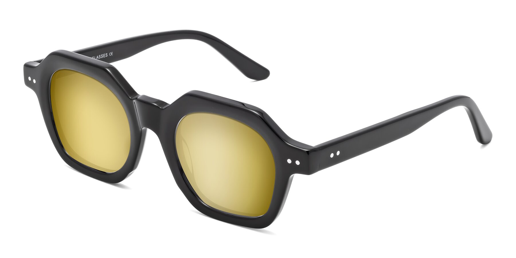 Angle of Vector in Black with Gold Mirrored Lenses