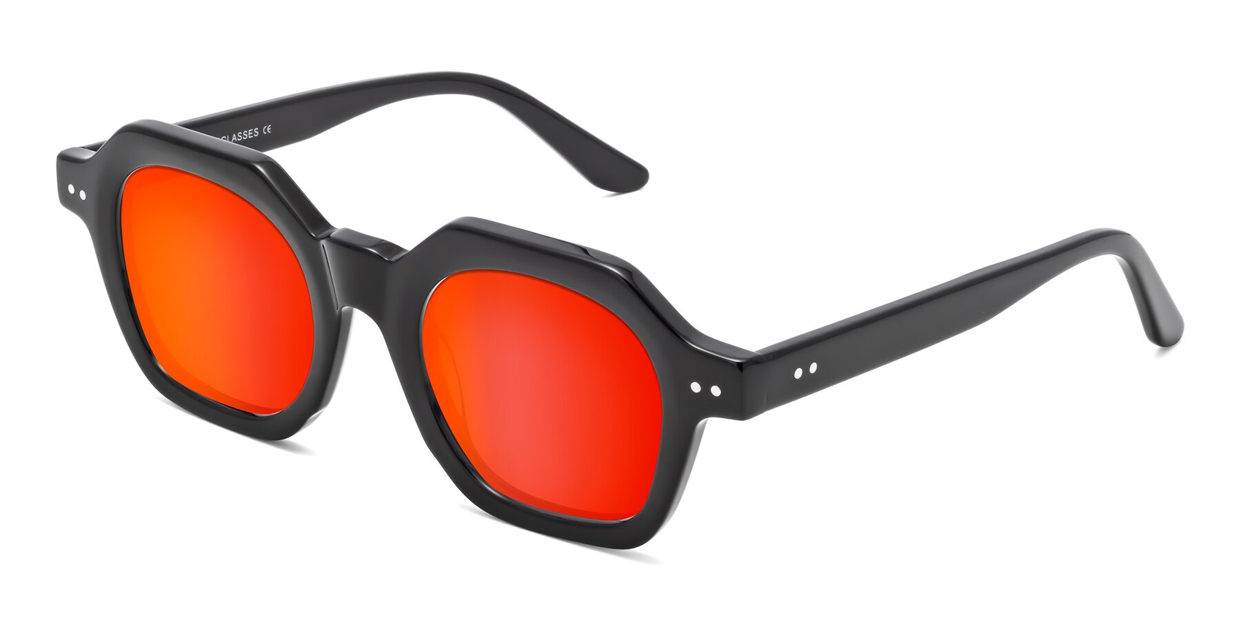 Angle of Vector in Black with Red Gold Mirrored Lenses