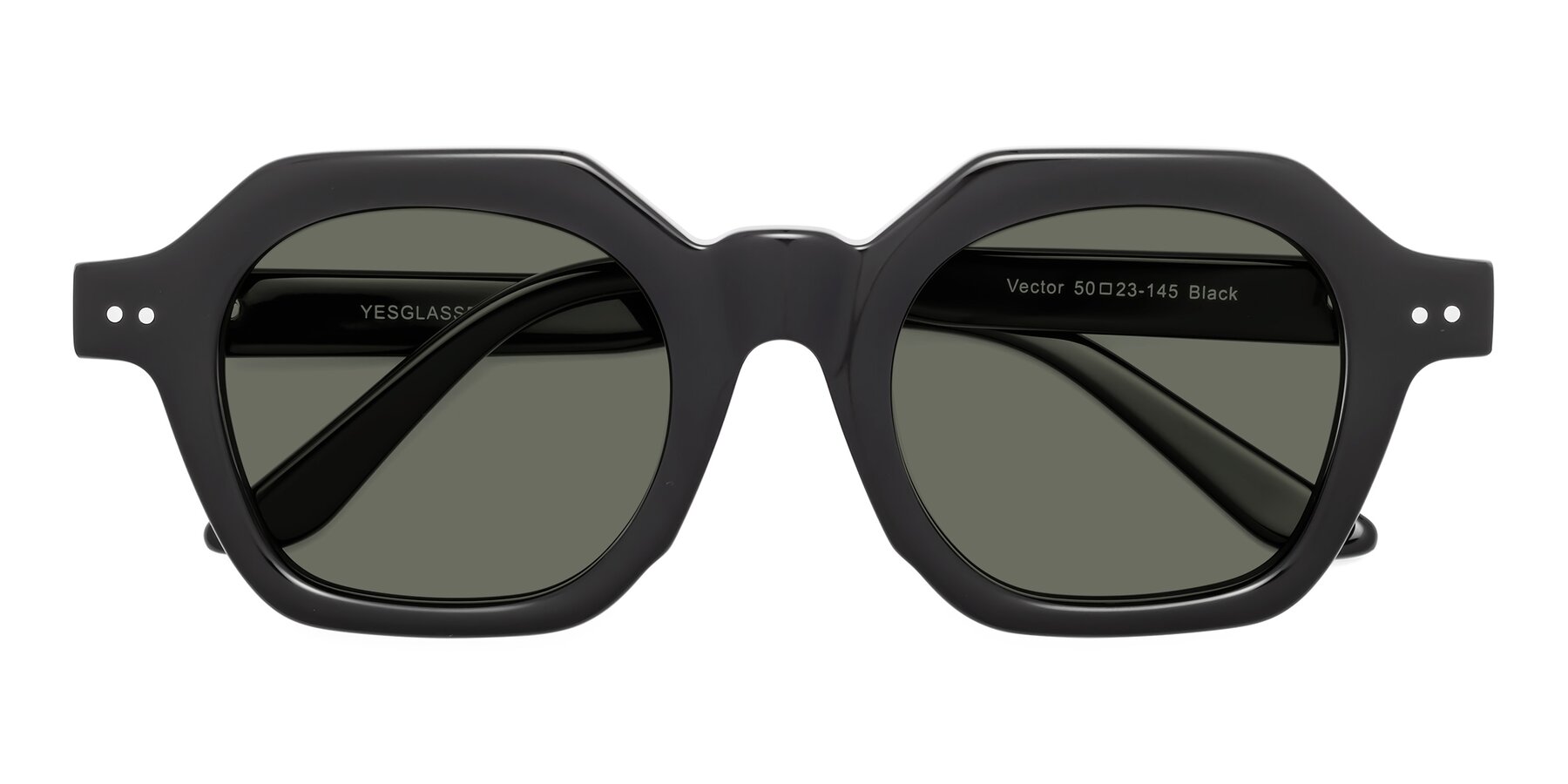 Folded Front of Vector in Black with Gray Polarized Lenses