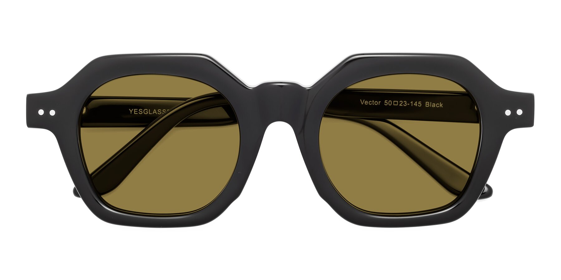 Folded Front of Vector in Black with Brown Polarized Lenses