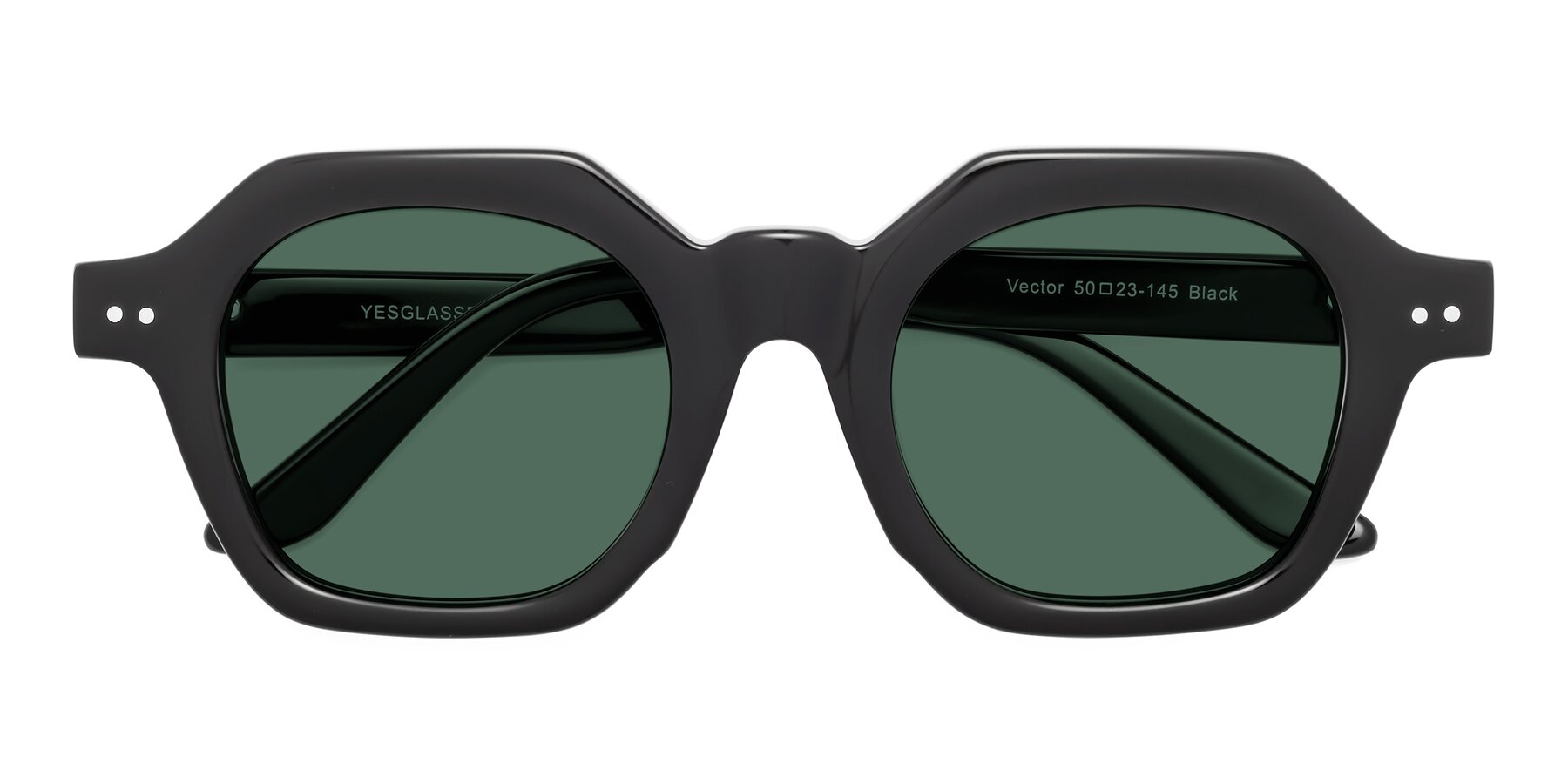 Folded Front of Vector in Black with Green Polarized Lenses
