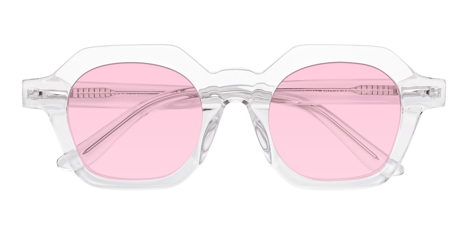 Folded Front of Vector in Clear with Light Pink Tinted Lenses