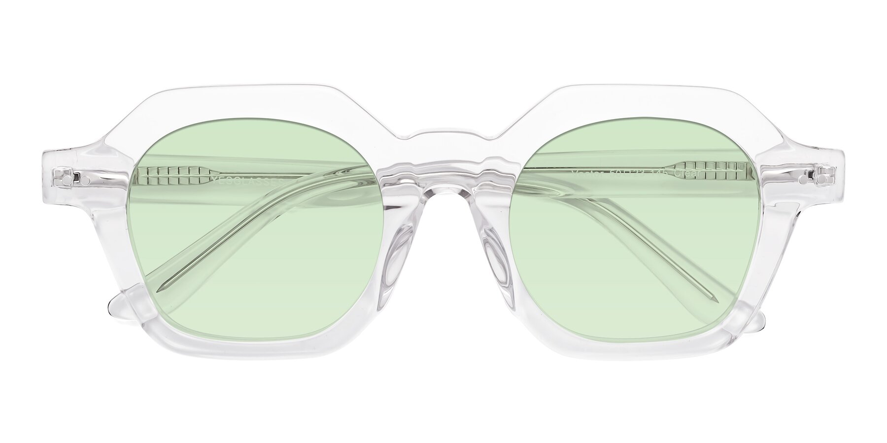 Folded Front of Vector in Clear with Light Green Tinted Lenses