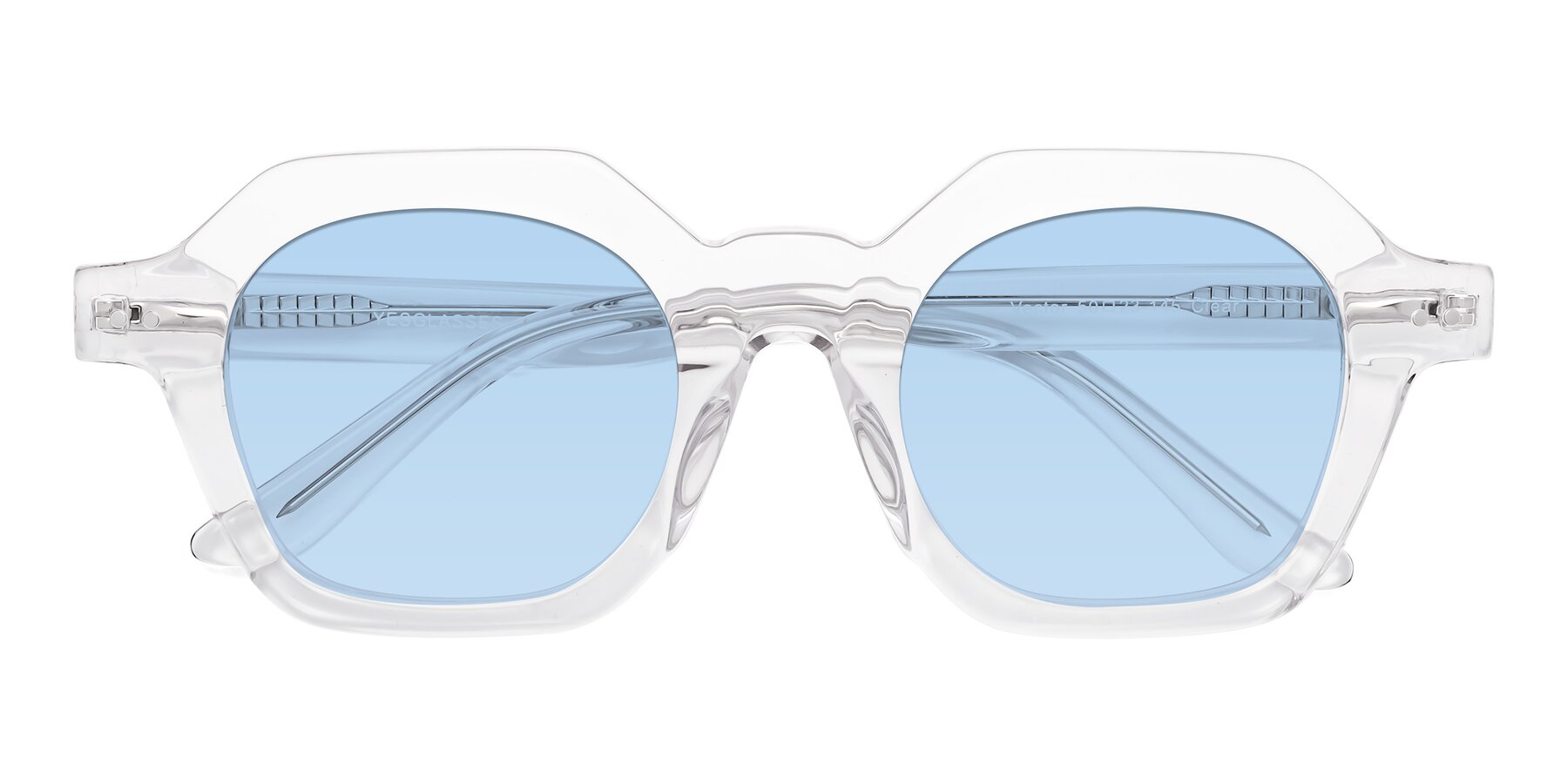 Folded Front of Vector in Clear with Light Blue Tinted Lenses