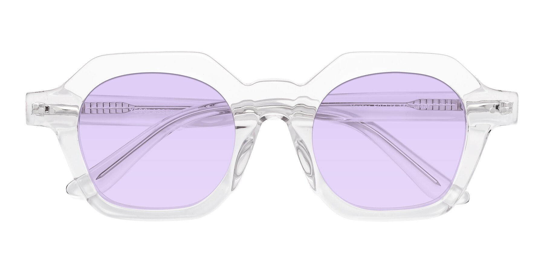 Folded Front of Vector in Clear with Light Purple Tinted Lenses