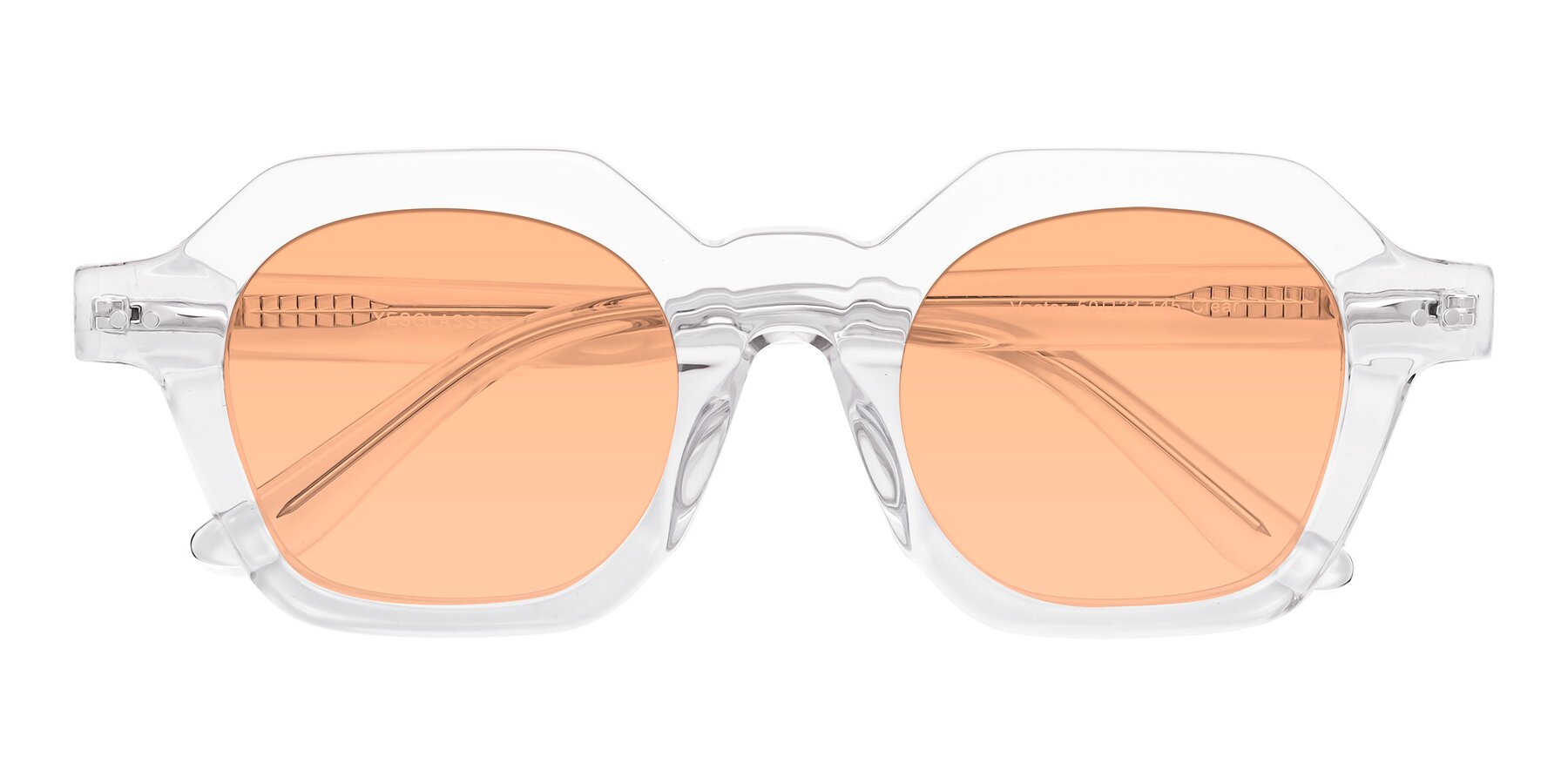 Folded Front of Vector in Clear with Light Orange Tinted Lenses