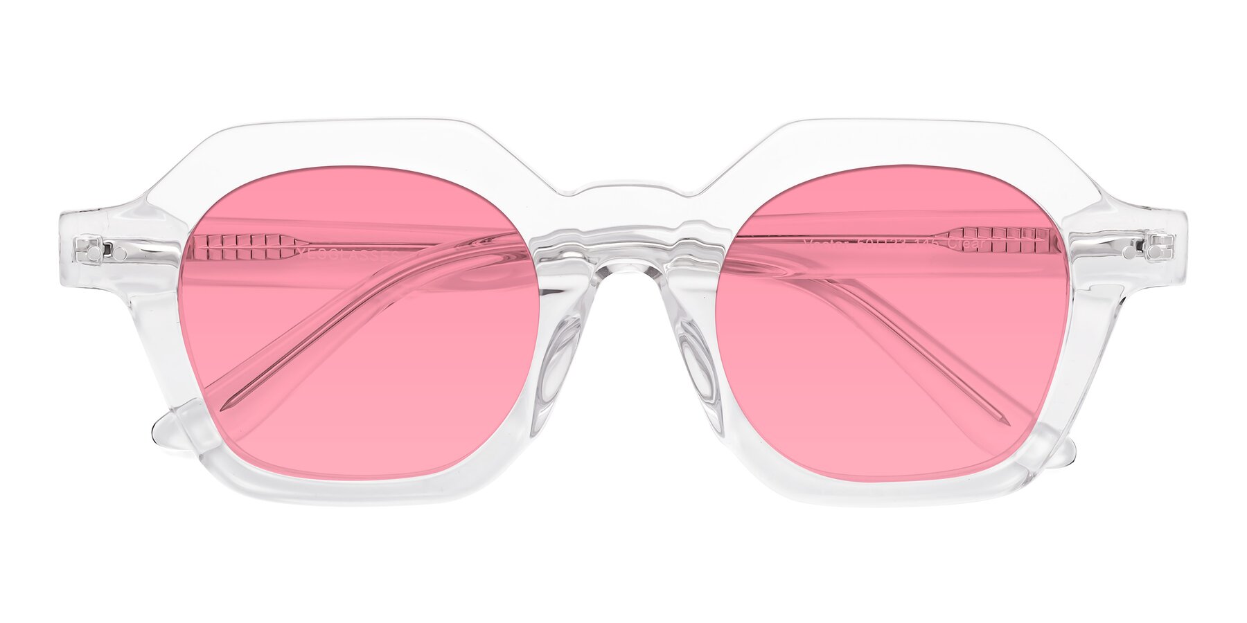 Folded Front of Vector in Clear with Pink Tinted Lenses