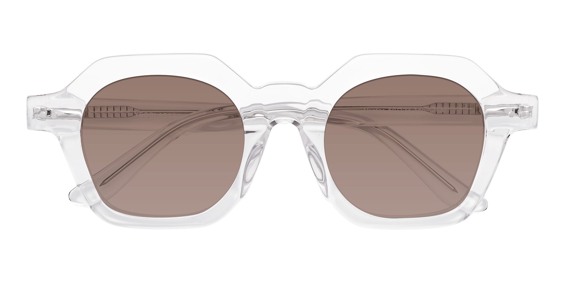 Folded Front of Vector in Clear with Medium Brown Tinted Lenses