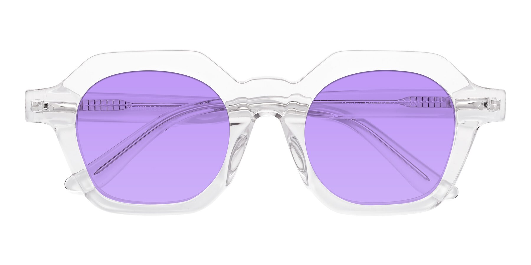 Folded Front of Vector in Clear with Medium Purple Tinted Lenses