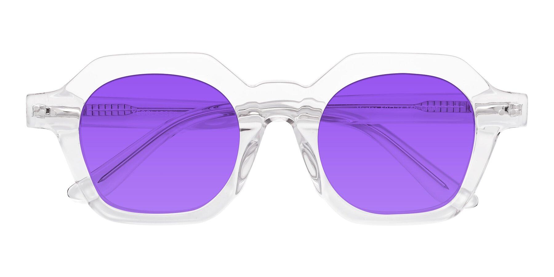 Folded Front of Vector in Clear with Purple Tinted Lenses