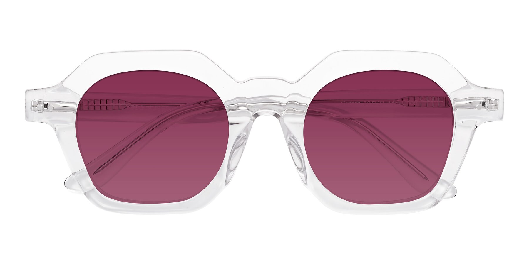 Folded Front of Vector in Clear with Wine Tinted Lenses