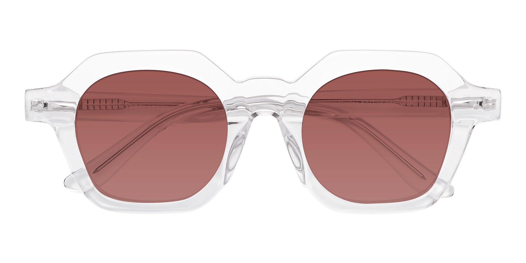 Folded Front of Vector in Clear with Garnet Tinted Lenses