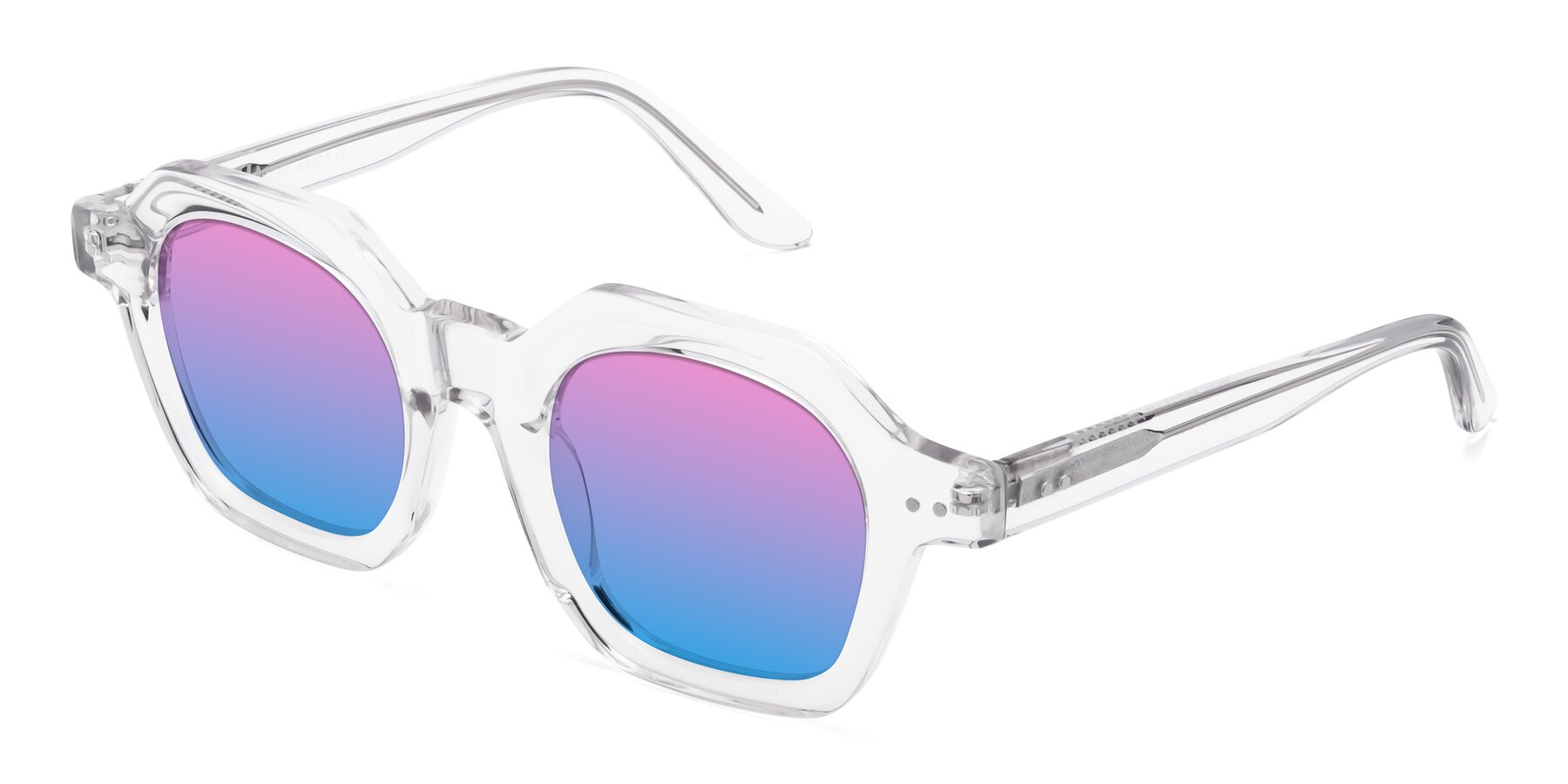 Angle of Vector in Clear with Pink / Blue Gradient Lenses