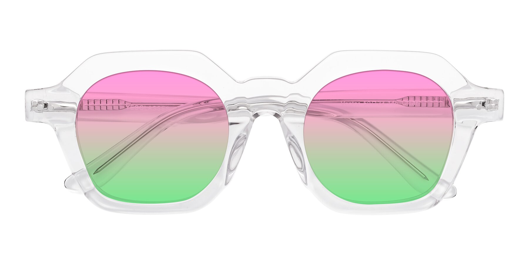 Folded Front of Vector in Clear with Pink / Green Gradient Lenses