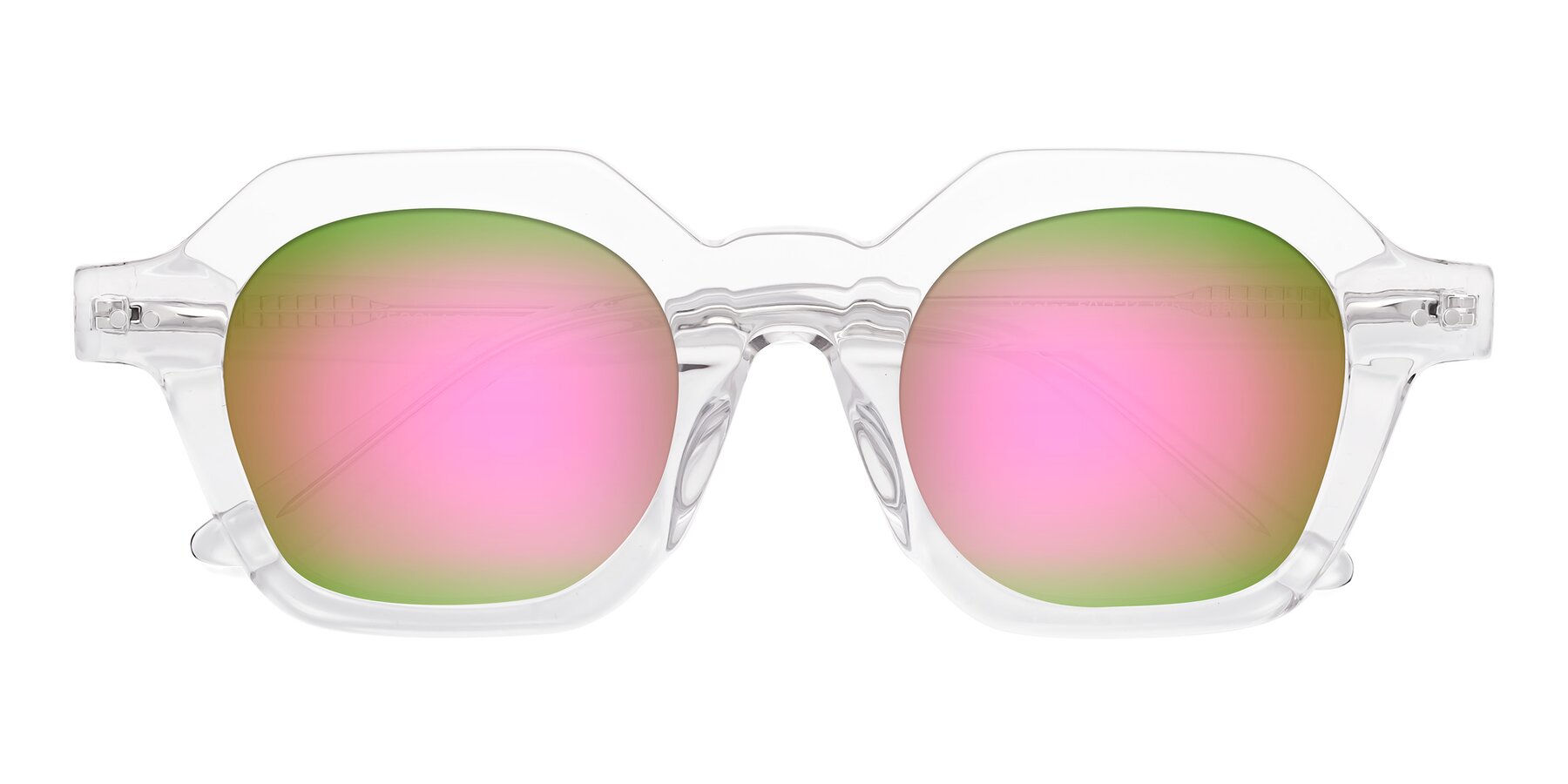 Folded Front of Vector in Clear with Pink Mirrored Lenses