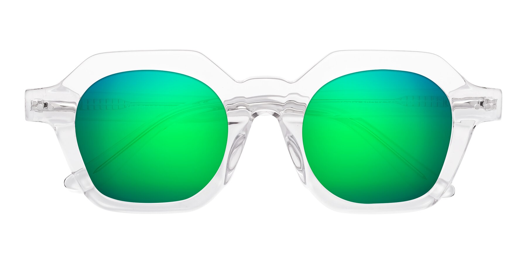 Folded Front of Vector in Clear with Green Mirrored Lenses