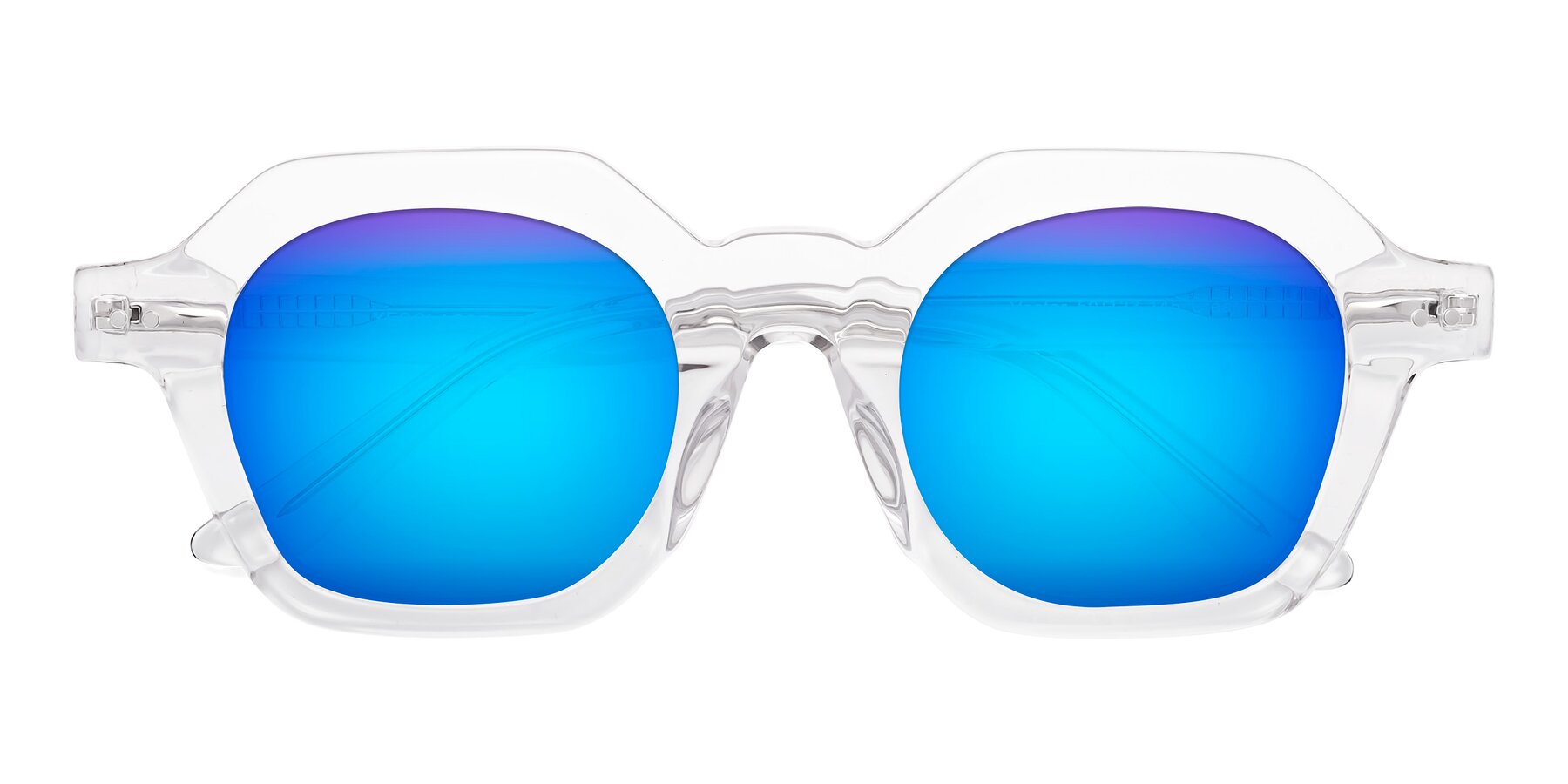 Folded Front of Vector in Clear with Blue Mirrored Lenses