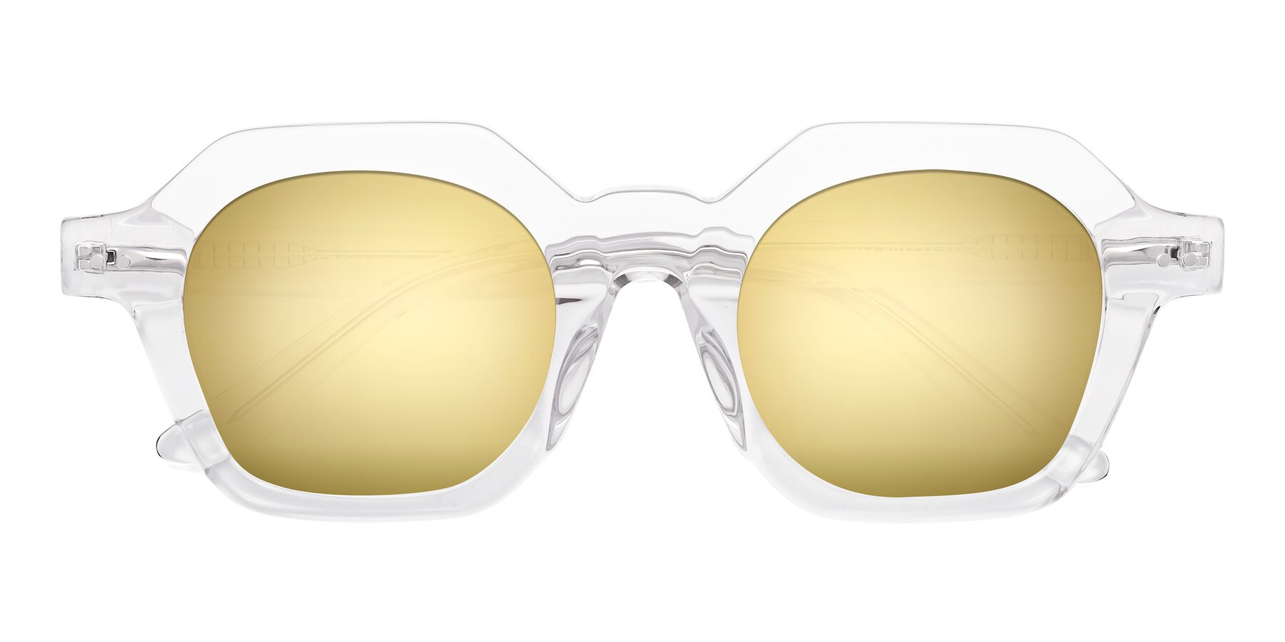 Folded Front of Vector in Clear with Gold Mirrored Lenses