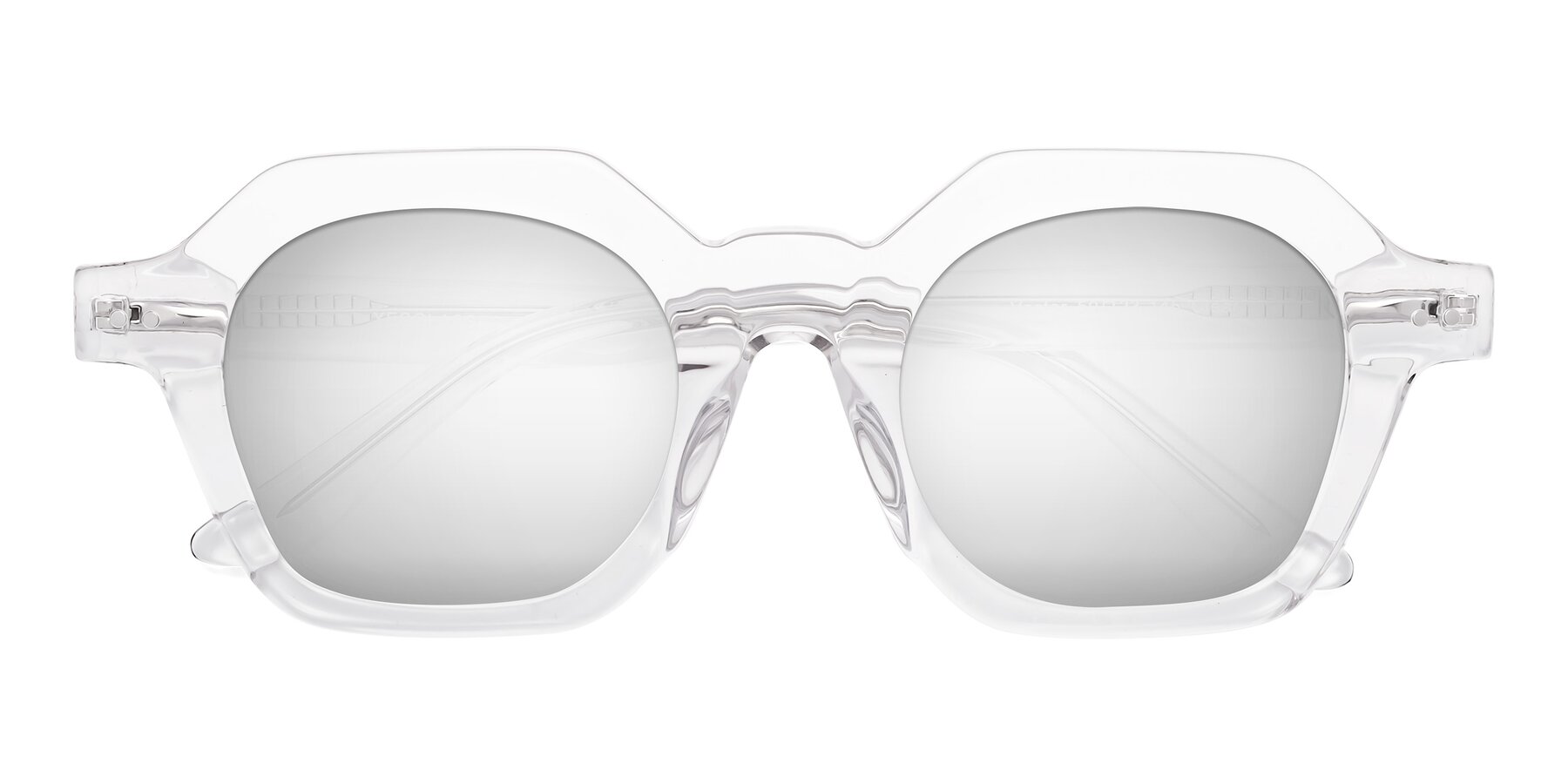 Folded Front of Vector in Clear with Silver Mirrored Lenses