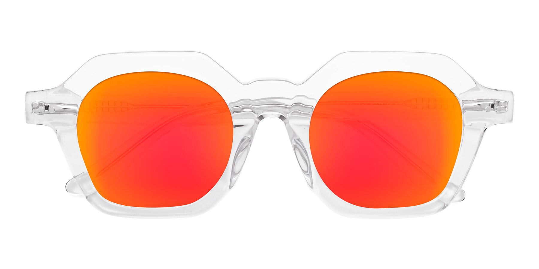Folded Front of Vector in Clear with Red Gold Mirrored Lenses