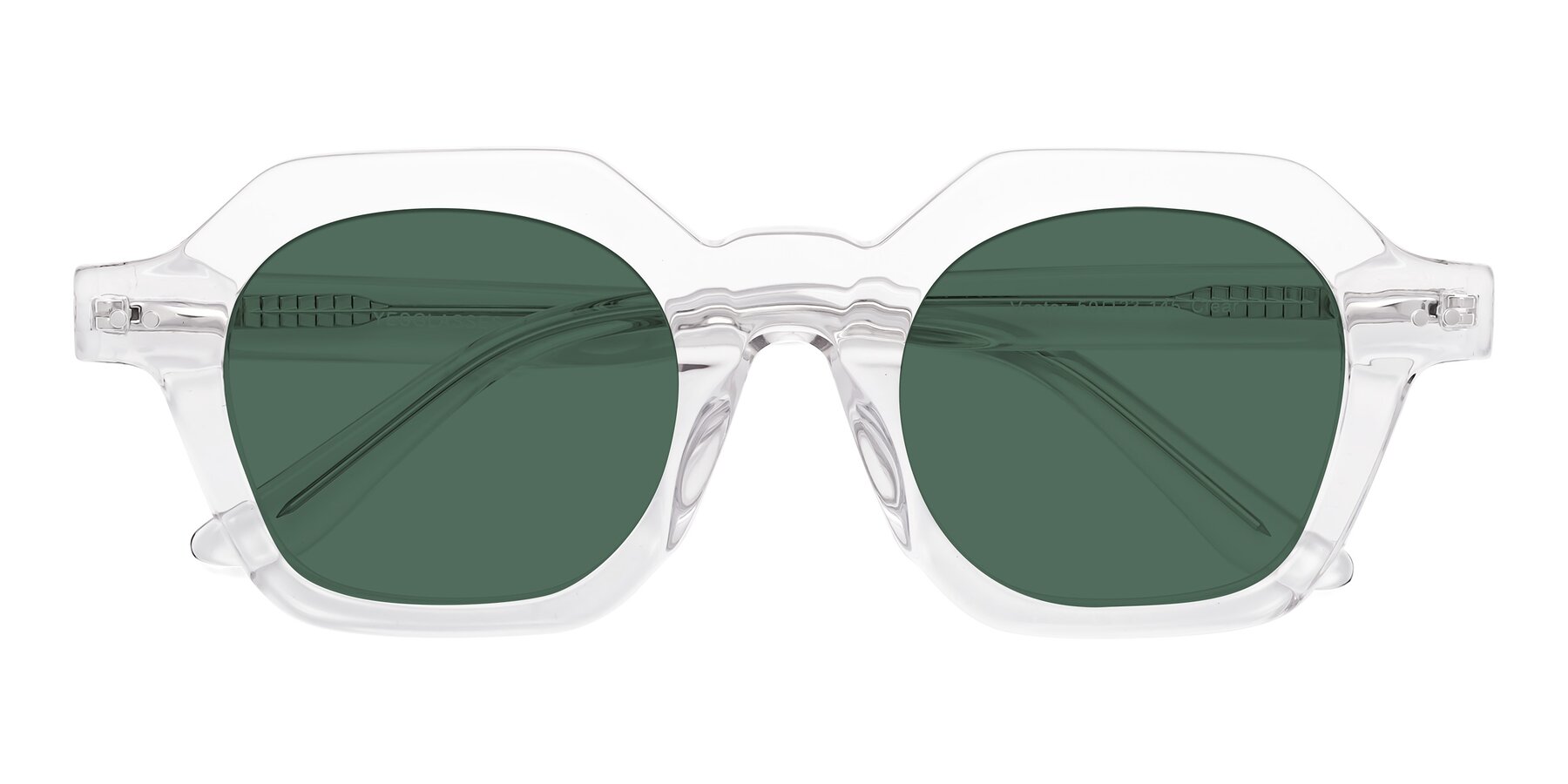 Folded Front of Vector in Clear with Green Polarized Lenses