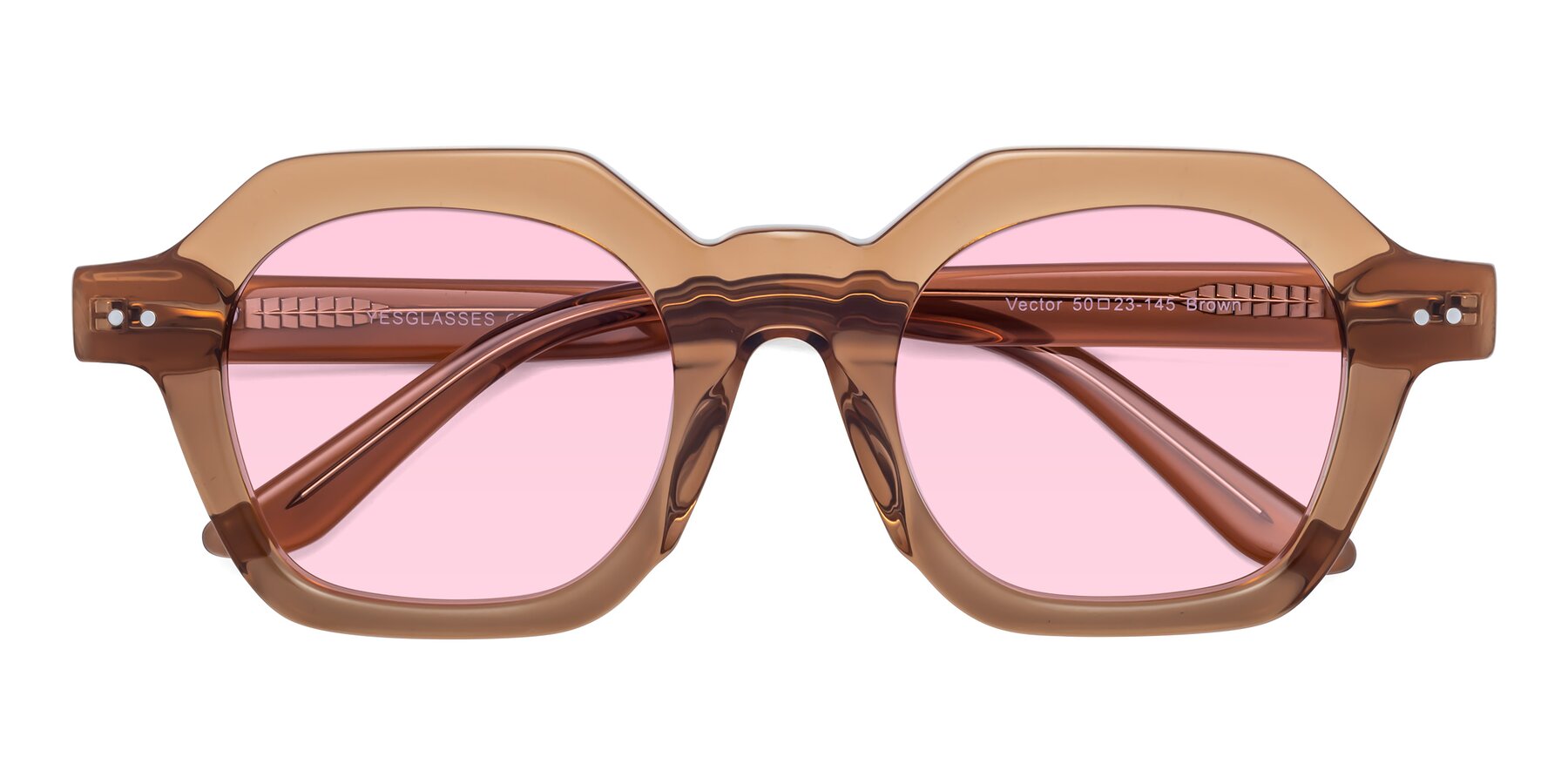 Folded Front of Vector in Brown with Light Pink Tinted Lenses