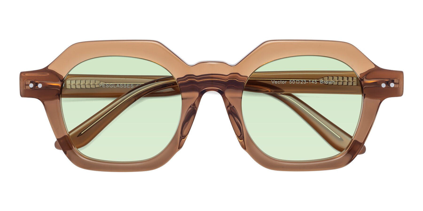 Folded Front of Vector in Brown with Light Green Tinted Lenses