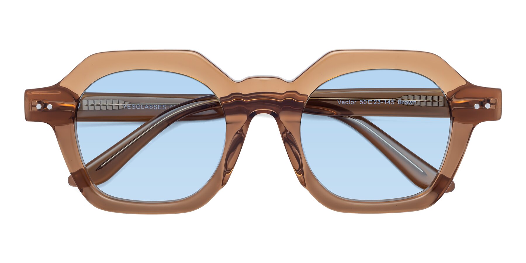 Folded Front of Vector in Brown with Light Blue Tinted Lenses