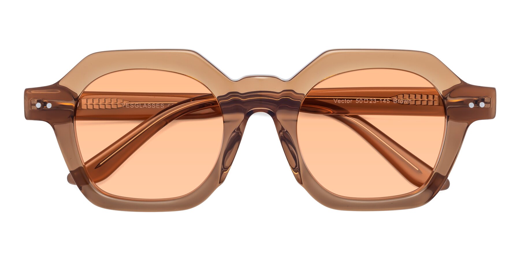 Folded Front of Vector in Brown with Light Orange Tinted Lenses