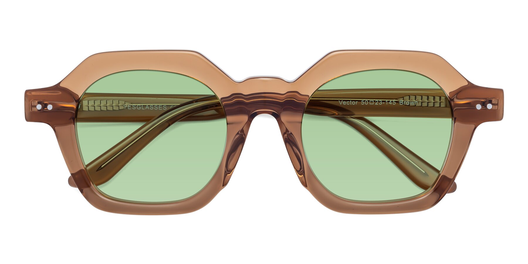 Folded Front of Vector in Brown with Medium Green Tinted Lenses