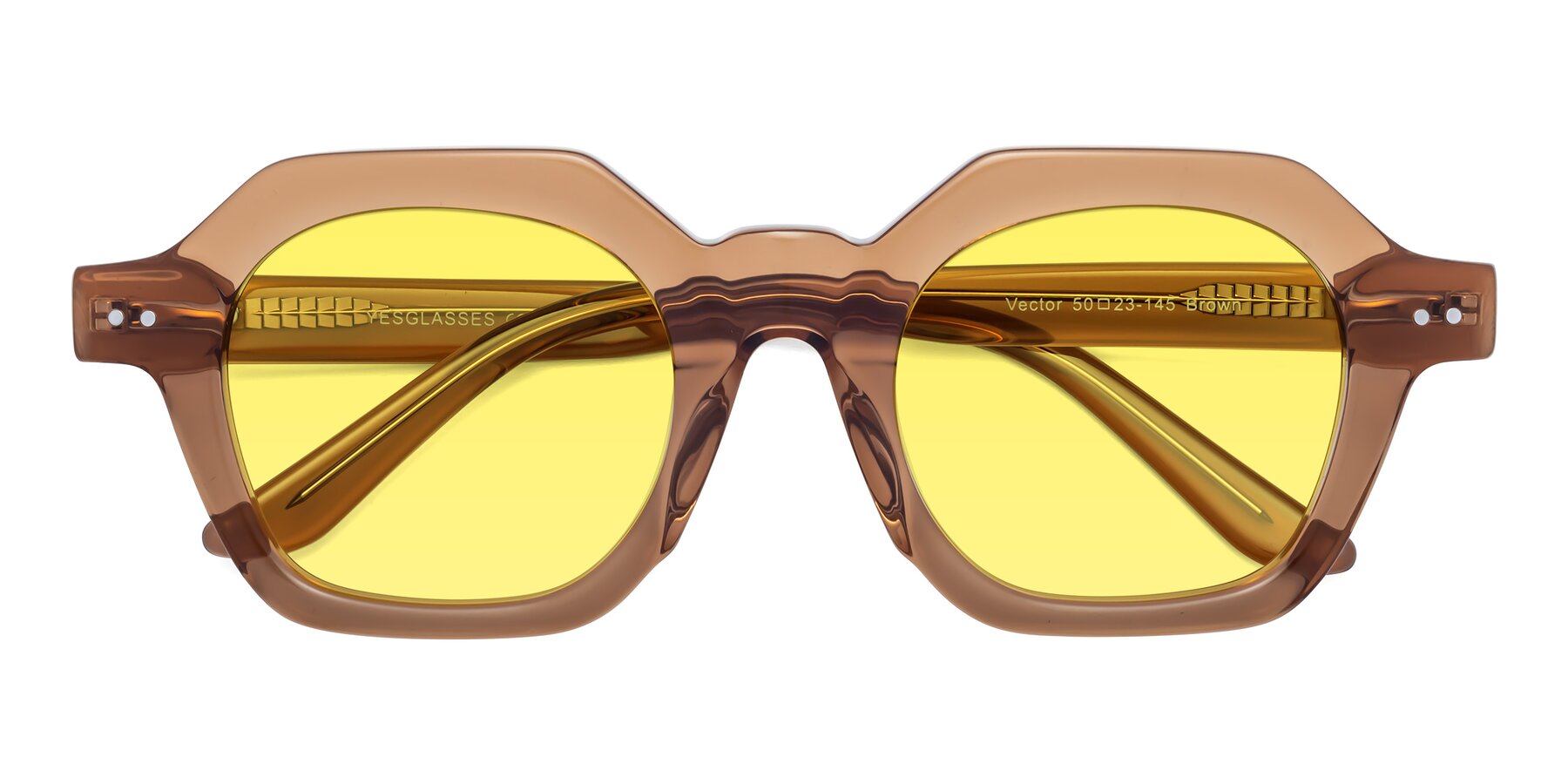 Folded Front of Vector in Brown with Medium Yellow Tinted Lenses