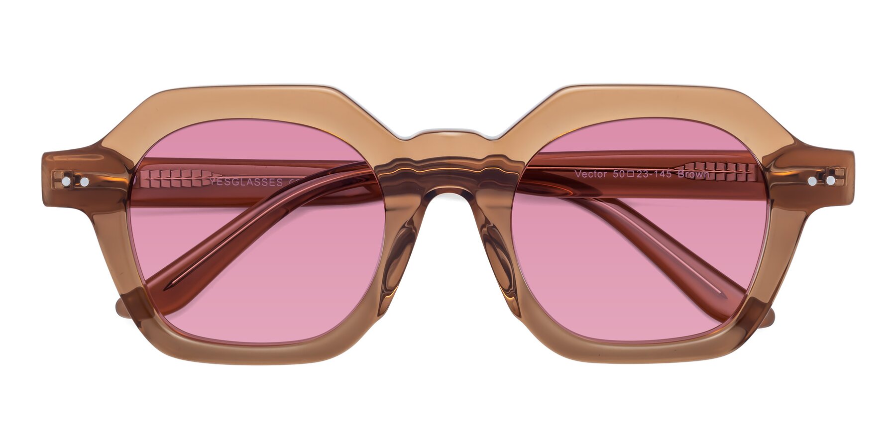 Folded Front of Vector in Brown with Medium Wine Tinted Lenses