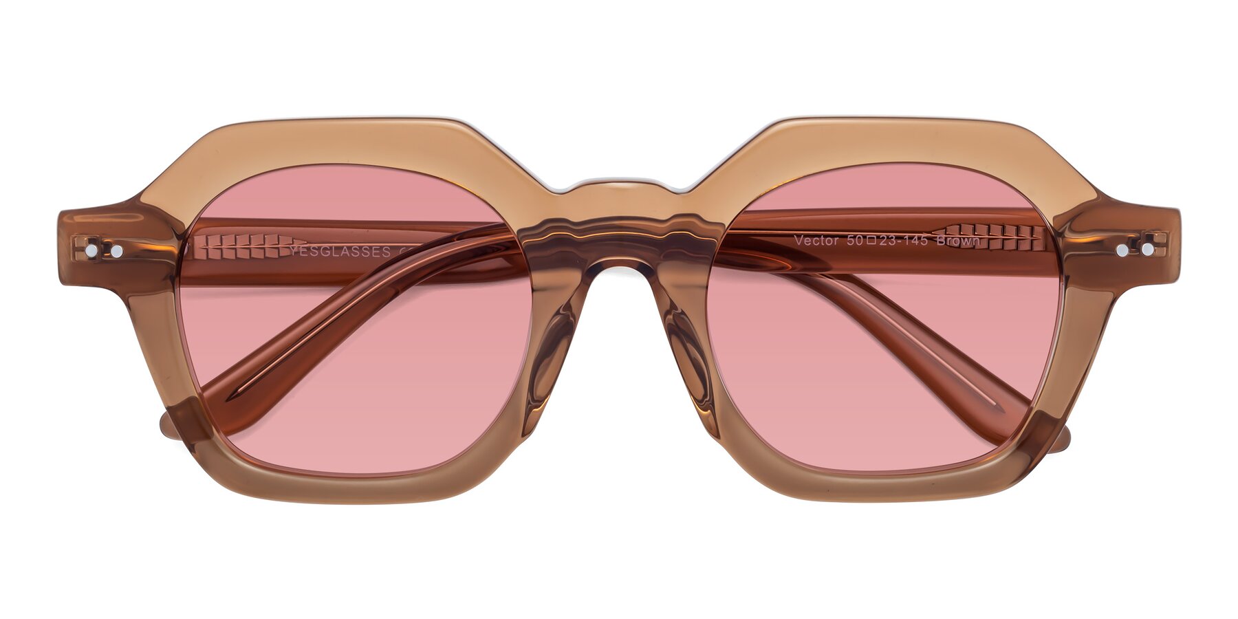 Folded Front of Vector in Brown with Medium Garnet Tinted Lenses