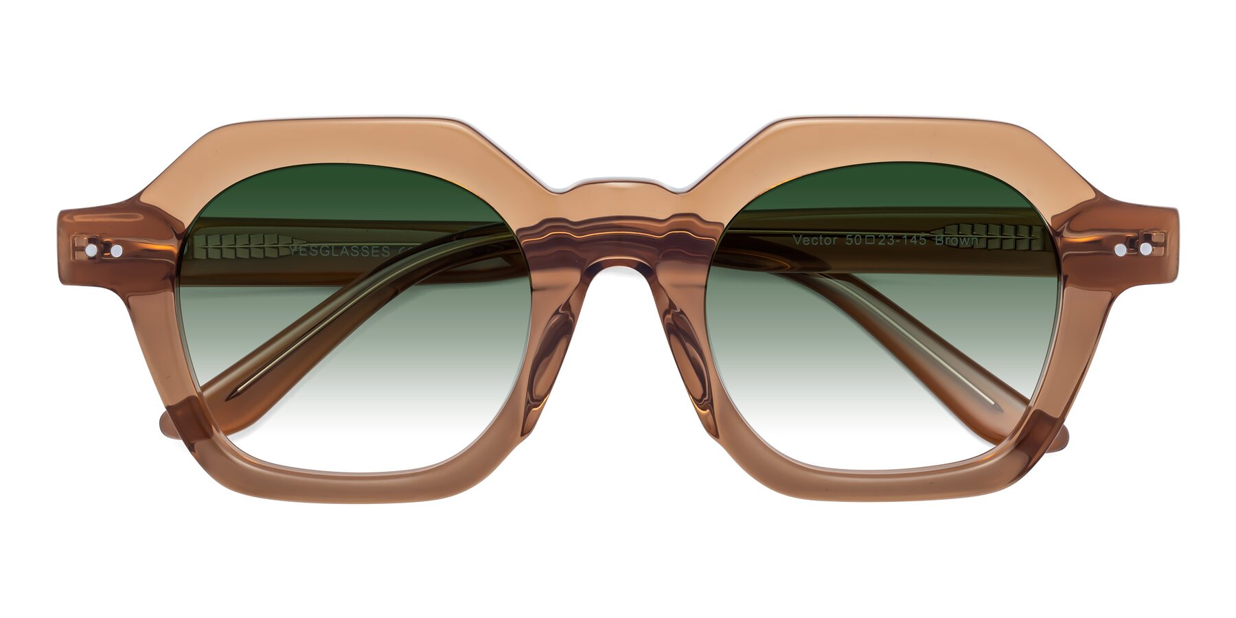 Folded Front of Vector in Brown with Green Gradient Lenses