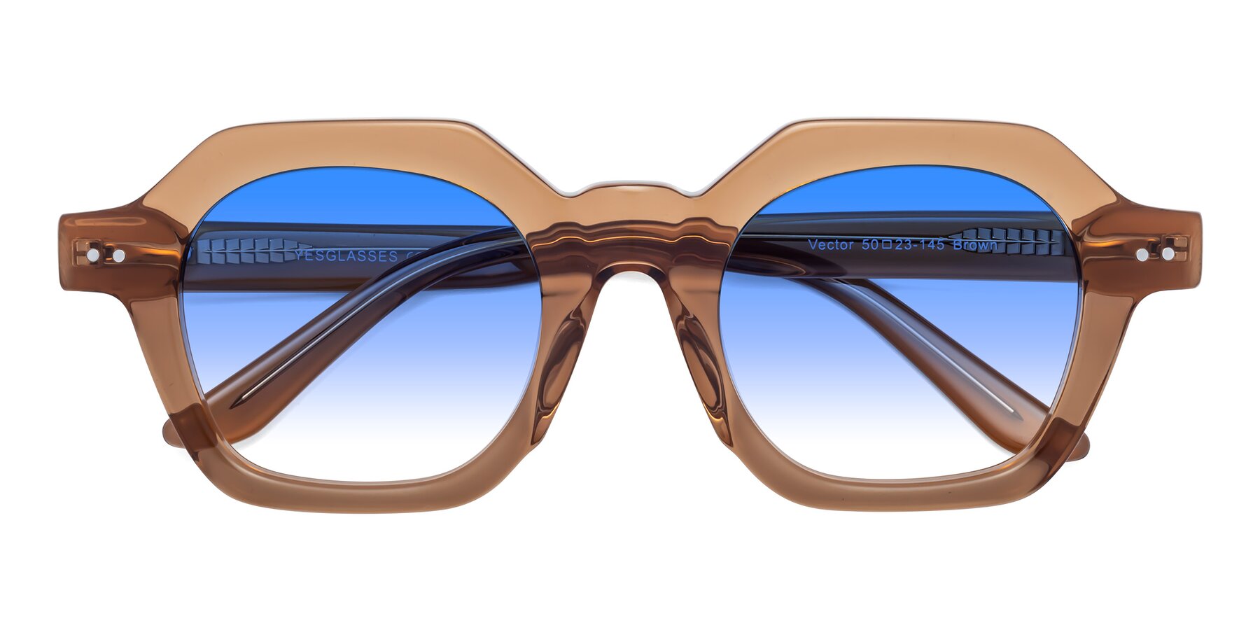 Folded Front of Vector in Brown with Blue Gradient Lenses
