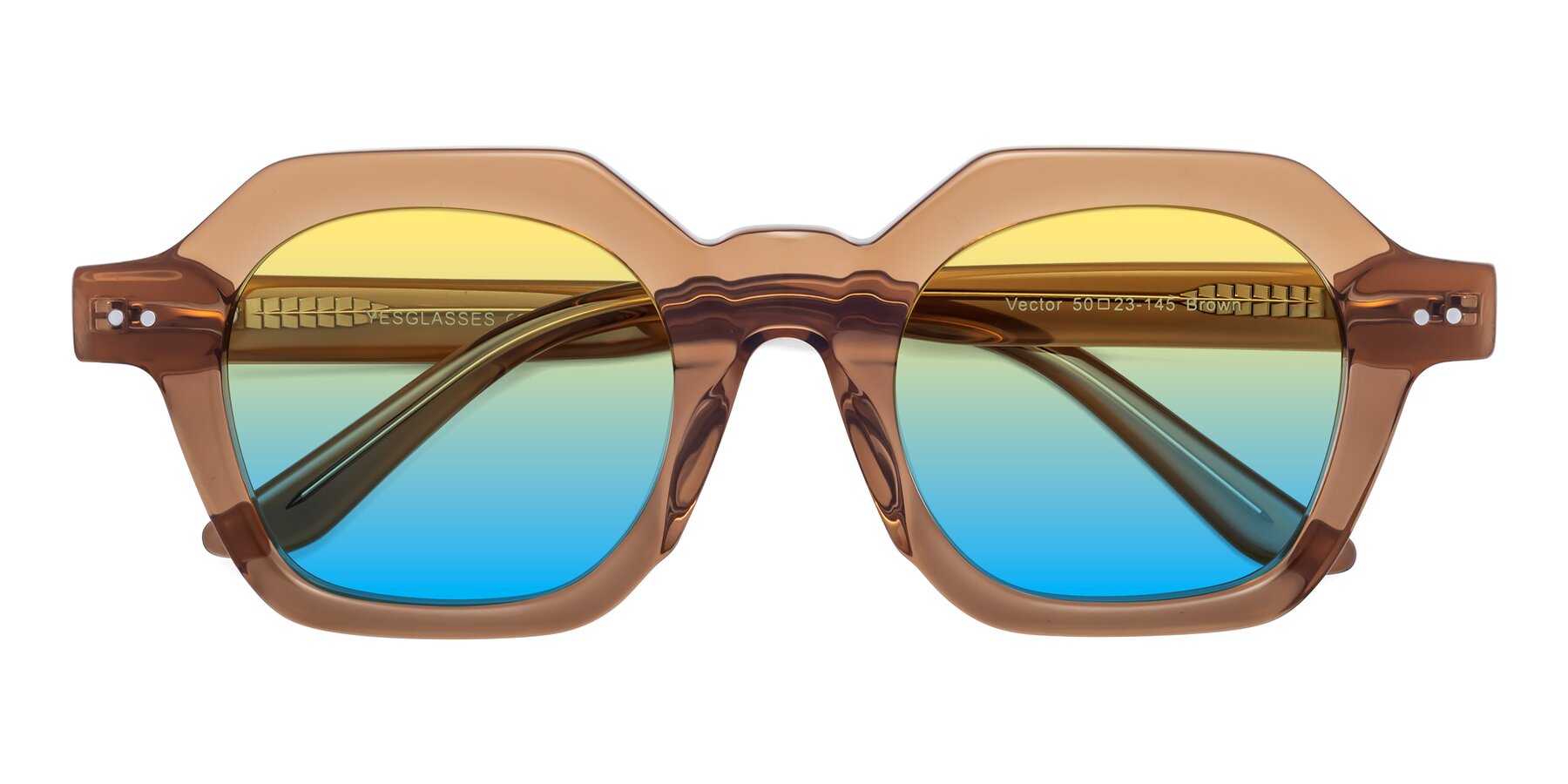Folded Front of Vector in Brown with Yellow / Blue Gradient Lenses