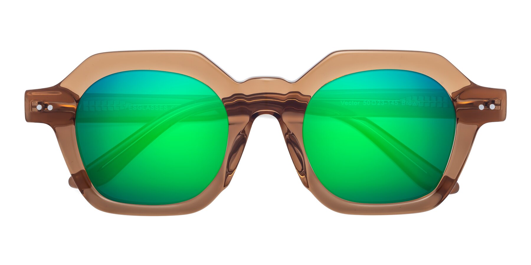 Folded Front of Vector in Brown with Green Mirrored Lenses