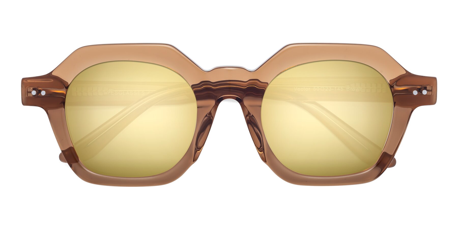 Folded Front of Vector in Brown with Gold Mirrored Lenses