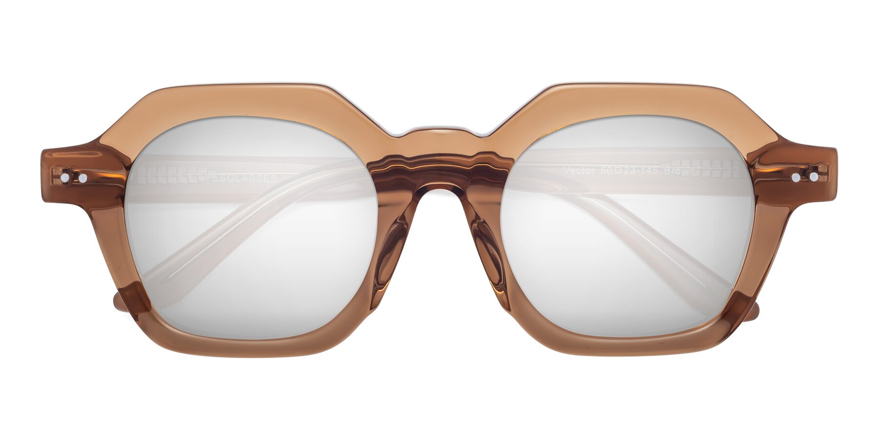 Folded Front of Vector in Brown with Silver Mirrored Lenses