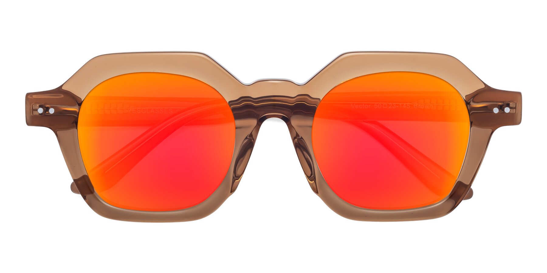Folded Front of Vector in Brown with Red Gold Mirrored Lenses