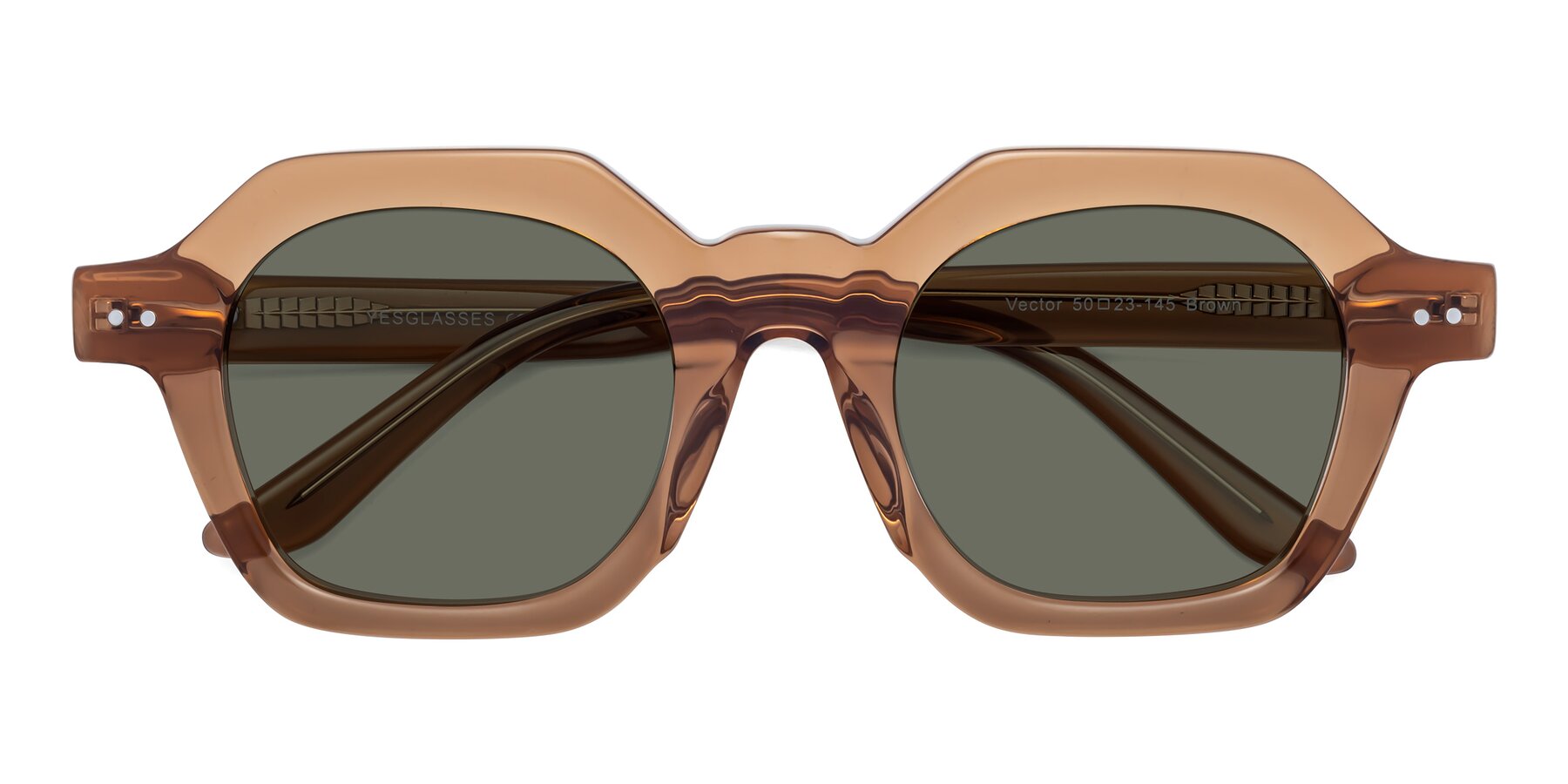 Folded Front of Vector in Brown with Gray Polarized Lenses