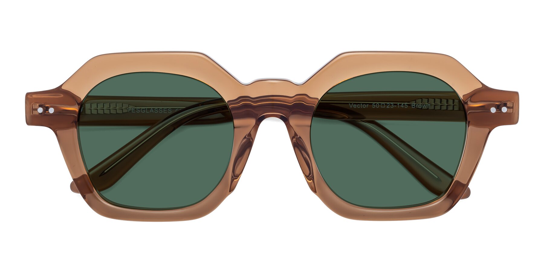 Folded Front of Vector in Brown with Green Polarized Lenses
