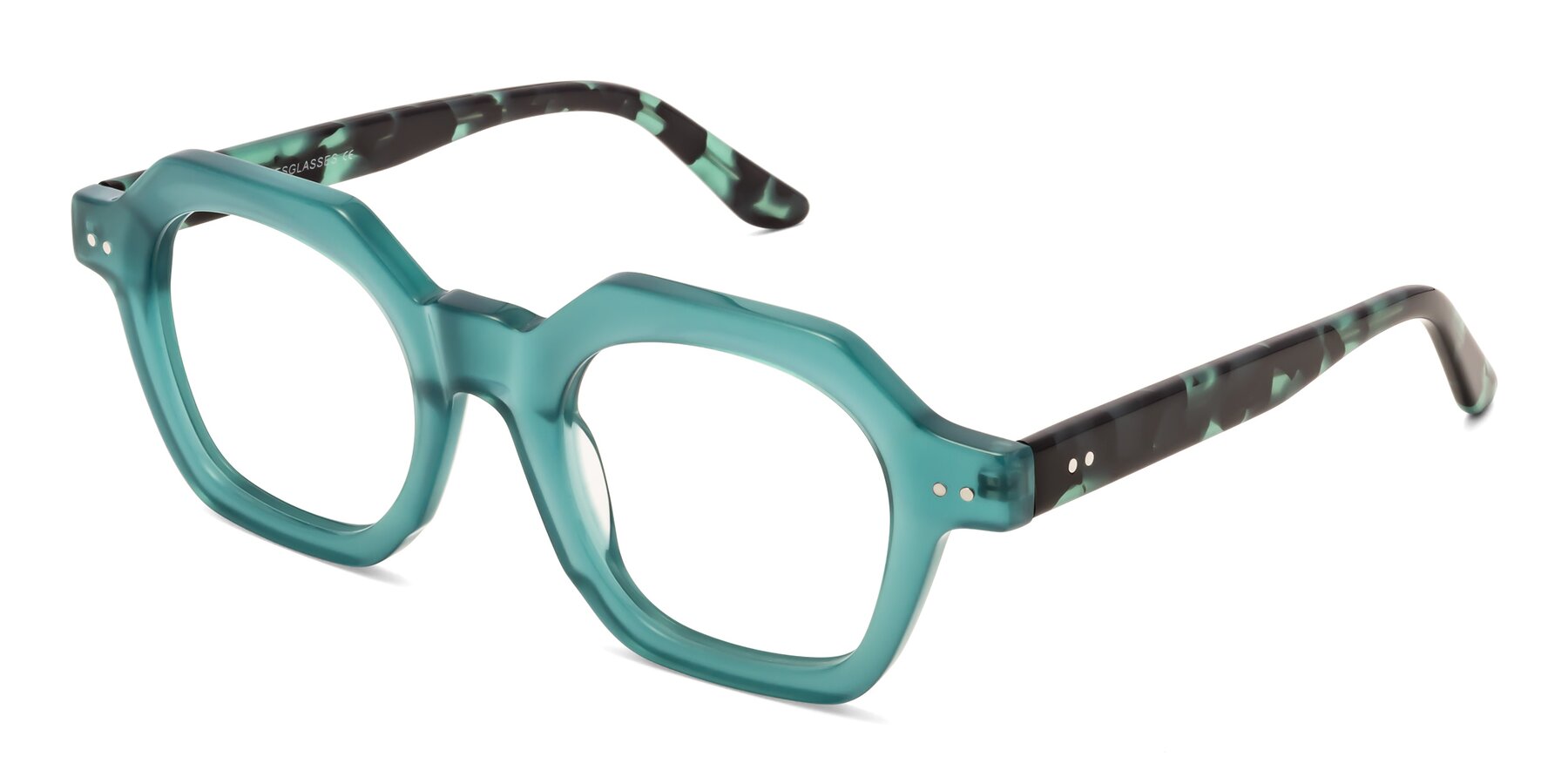 Angle of Vector in Transparent Teal with Clear Eyeglass Lenses
