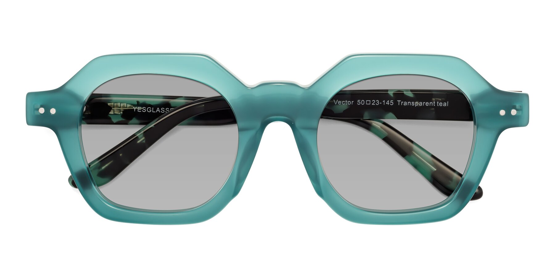Folded Front of Vector in Transparent Teal with Light Gray Tinted Lenses