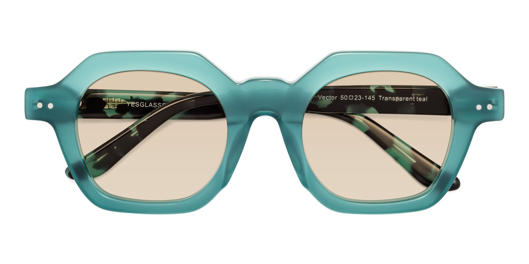 Folded Front of Vector in Transparent Teal with Light Brown Tinted Lenses